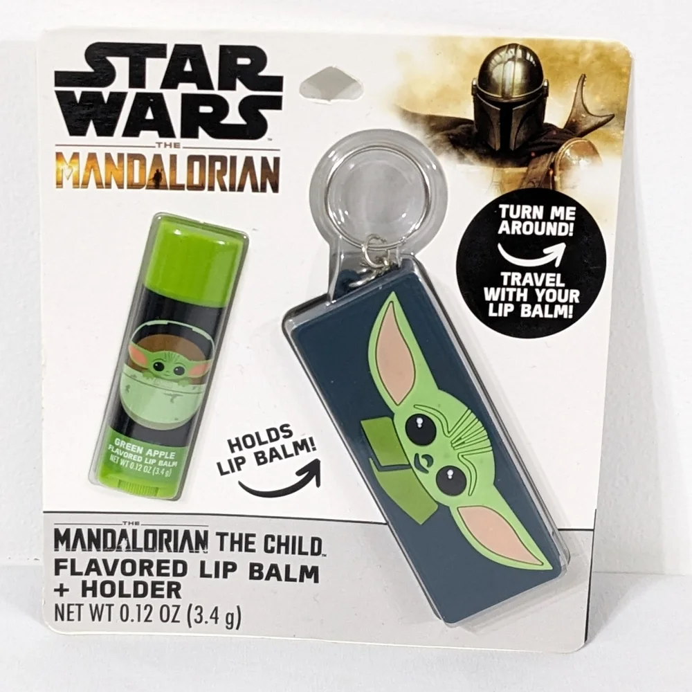 Star Wars The Mandalorian The Child Green Apple Flavored Lip Balm & Holder